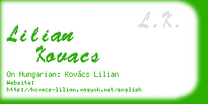 lilian kovacs business card