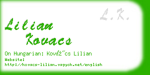 lilian kovacs business card